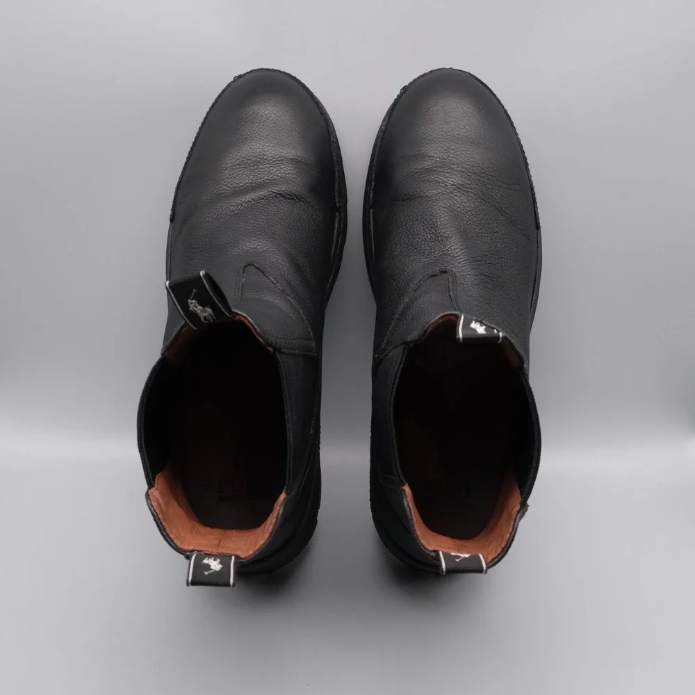Polo Ralph Lauren Oslo Chelsea Boots Mens Size 11.5D Black Leather Lug Sole